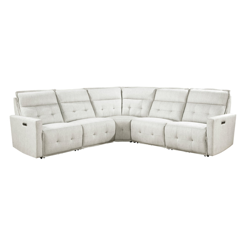 Salida 5-Piece Modular Power Reclining Sectional with Power Headrests in White - 9444HMP*5SCPWH