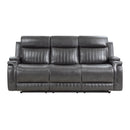 Broomfield Double Reclining Sofa with Drop-Down Cup Holder in Gray - 9456DG-3