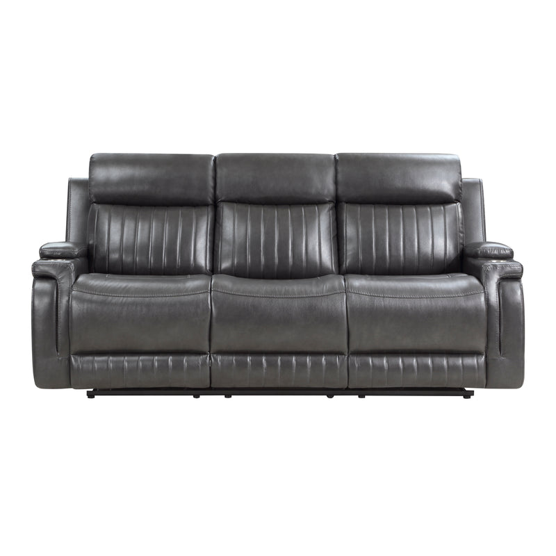 Broomfield Double Reclining Sofa with Drop-Down Cup Holder in Gray - 9456DG-3