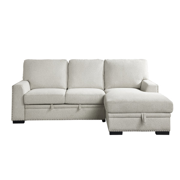 Morelia 2-Piece Sectional with Pull-out Bed and Right Chaise with Hidden Storage in Beige - 9468BE*2RC2L