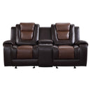 Briscoe Double Glider Reclining Loveseat with Center Console in Brown - 9470BR-2