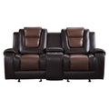 Briscoe Double Glider Reclining Love Seat With Center Console - Brown