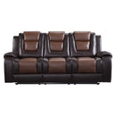 Briscoe Double Reclining Sofa With Center Drop-Down Cup Holders - Brown