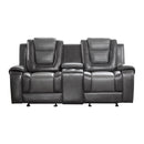 Briscoe Double Glider Reclining Loveseat with Center Console in Gray - 9470GY-2