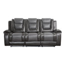 Briscoe Double Reclining Sofa With Center Drop-Down Cup Holders - Gray