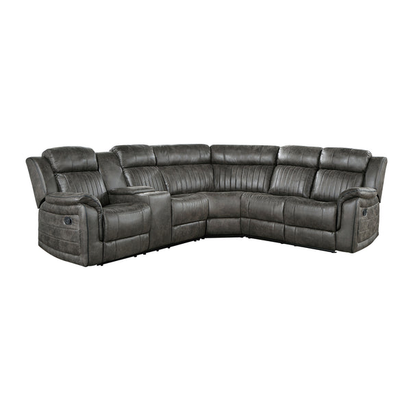 Centeroak 3-Piece Reclining Sectional with Left Console in Gray/Brown - 9479BRG*SC