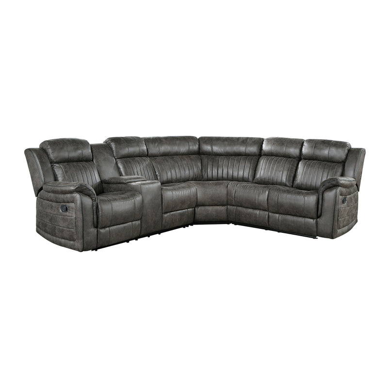 Centeroak 3-Piece Reclining Sectional with Left Console in Gray/Brown - 9479BRG*SC