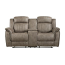 Centeroak Double Reclining Loveseat with Center Console in Brown - 9479SDB-2