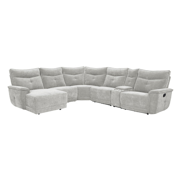 Tesoro 6-Piece Modular Reclining Sectional with Left Chaise in Gray - 9509MGY*65LRR