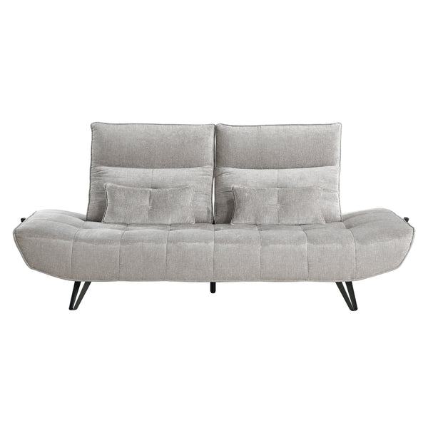 Quonsett Sofa with Power Adjustable Seat Depth and Manual Adjustable Headrests in Gray - 9556LGY-3PW