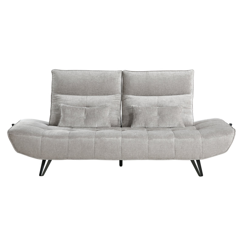 Quonsett Sofa with Power Adjustable Seat Depth and Manual Adjustable Headrests in Gray - 9556LGY-3PW