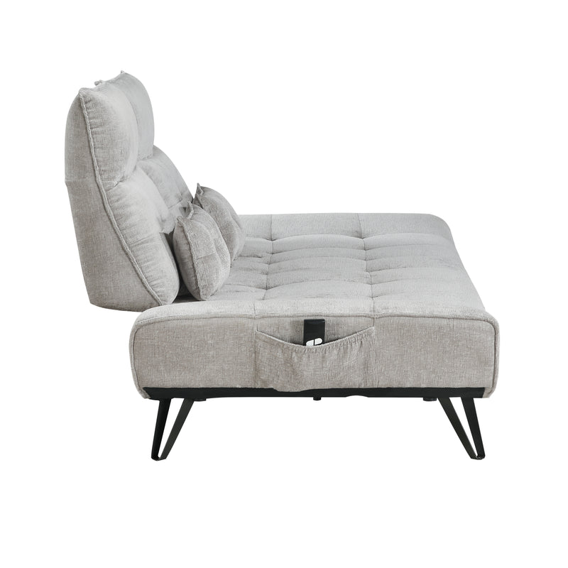 Quonsett Sofa with Power Adjustable Seat Depth and Manual Adjustable Headrests in Gray - 9556LGY-3PW