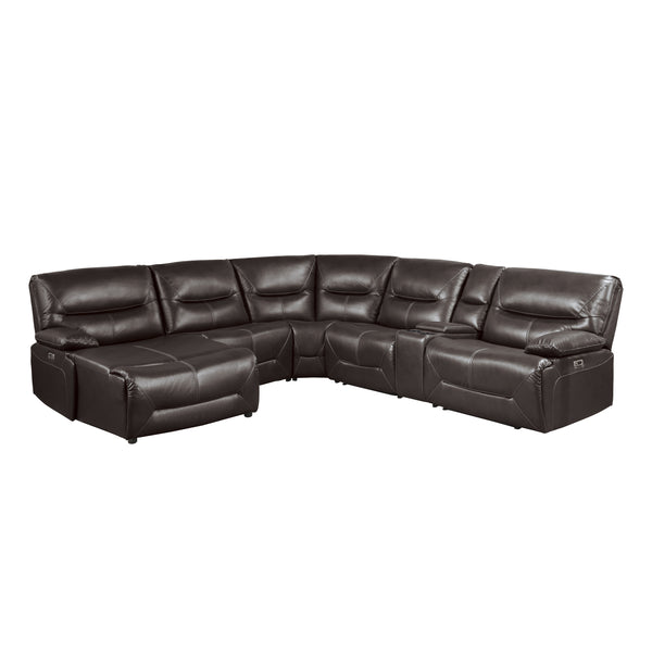 Dyersburg 6-Piece Power Reclining Sectional with Left Chaise in Brown - 9579BRW*6LCRRPW