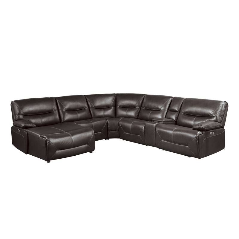 Dyersburg 6-Piece Power Reclining Sectional with Left Chaise in Brown - 9579BRW*6LCRRPW
