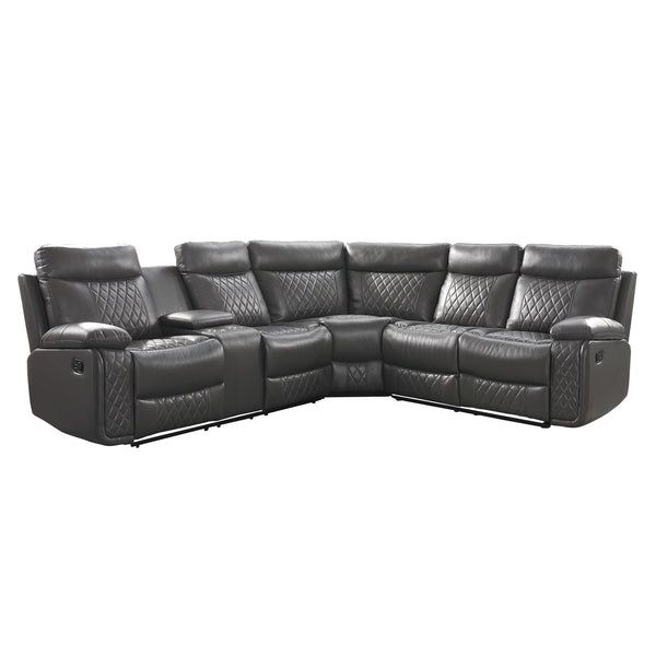 Socorro 3-Piece Reclining Sectional with Left Console in Gray - 9599GRY*SC