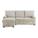 Gallatin 2-Piece Sectional with Left Chaise and Drop-Down Cup holders, Storage Pouch, Pull-out Bed and Hidden Storage in Beige - 9605BE*2LCRL
