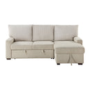 Gallatin 2-Piece Sectional with Right Chaise and Drop-Down Cup holders, Storage Pouch, Pull-out Bed and Hidden Storage in Beige - 9605BE*2LLRC