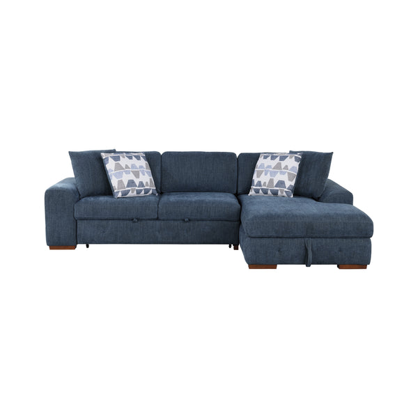 Raife 2-Piece Sectional with Right Chaise in Blue - 9624BU*22LRC