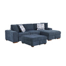 Raife 3-Piece Sectional with Right Chaise and Ottoman in Blue - 9624BU*32LRC