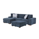 Raife 3-Piece Sectional with Left Chaise and Ottoman in Blue - 9624BU*3LC2R