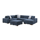 Raife (5)5-Piece Sectional with Right Chaise and Storage Ottoman in Blue - 9624BU*52LRC