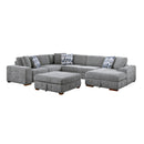 Raife (5)5-Piece Sectional with Right Chaise and Storage Ottoman in Gray - 9624GY*52LRC