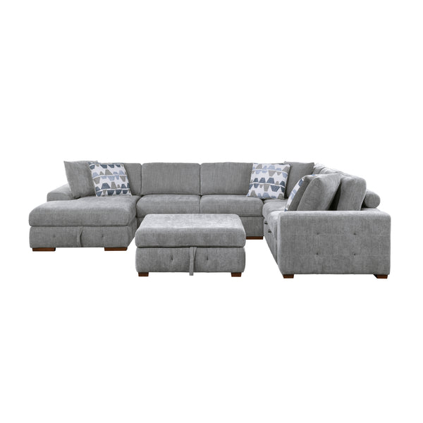 Raife (5)5-Piece Sectional with Left Chaise and Storage Ottoman in Gray - 9624GY*5LC2R