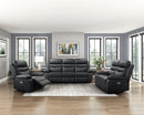 Hancock Power Double Reclining Loveseat in Black - 9628BLK-2PW