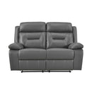 Laconia Double Reclining Love Seat - Gray - Faux Leather