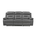 Laconia Double Reclining Sofa - Gray - Faux Leather