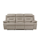 Laconia Double Reclining Sofa - Brown - Faux Leather