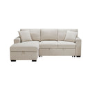 Pompano Sectional with Left Chaise, Pull-out Bed and Hidden Storage, Charging Ports in Beige - 9630BE*2LC2R