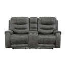 Oberon Double Reclining Love Seat With Center Console - Gray