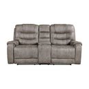 Oberon Double Reclining Love Seat With Center Console - Brown,Gray