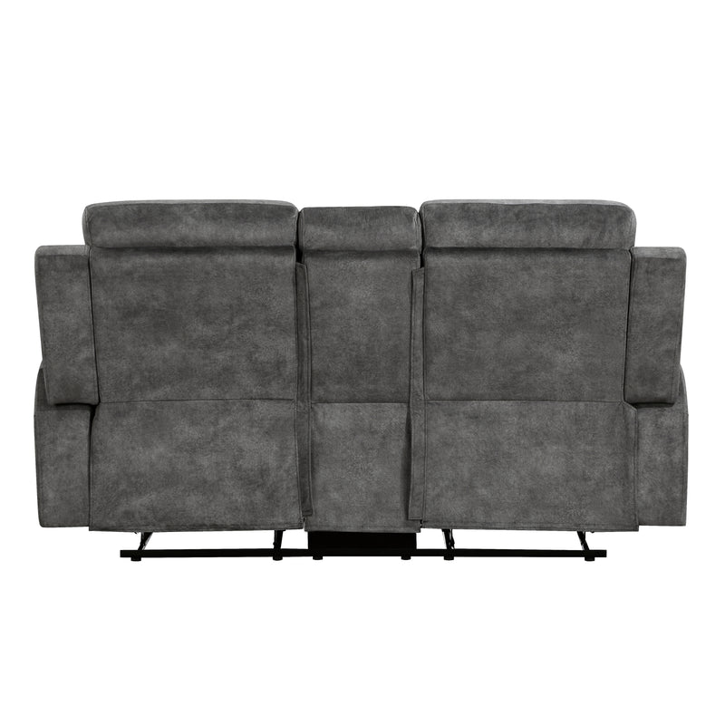 Yates Double Reclining Loveseat with Center Console in Brown/Gray - 9635DG-2