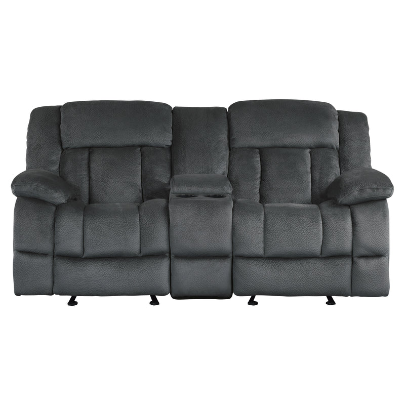 Laurelton Double Glider Reclining Loveseat with Center Console in Gray - 9636CC-2