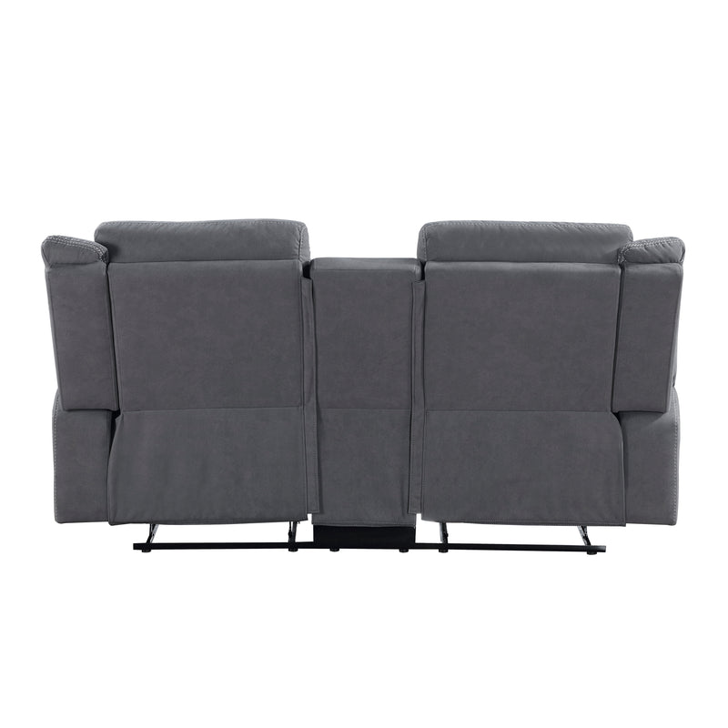 Dean Double Reclining Loveseat with Center Console in Gray - 9646GY-2