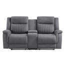 Dean Double Reclining Loveseat with Center Console in Gray - 9646GY-2