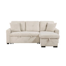 Rhett 3-Piece Reversible Sectional with Pull-out Bed and Hidden Storage in Beige - 9649BE*SC