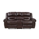Center Hill Double Glider Reclining Loveseat with Center Console in Brown - 9668NBR-2
