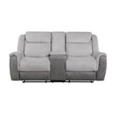 Harriette Double Reclining Love Seat With Center Console - Gray