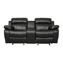 Marille Double Glider Reclining Loveseat with Center Console in Black - 9724BLK-2
