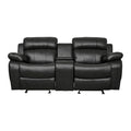 Marille Double Glider Reclining Love Seat With Center Console - Black