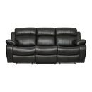 Marille Double Reclining Sofa with Center Drop-Down Cup Holders in Black - 9724BLK-3