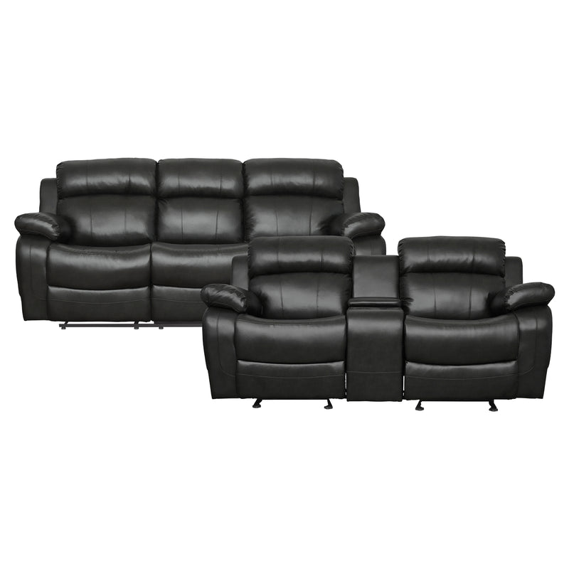 Marille 2pc Set: Sofa, Love in Black - 9724BLK*2