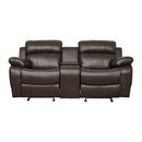 Marille Double Glider Reclining Love Seat With Center Console - Brown
