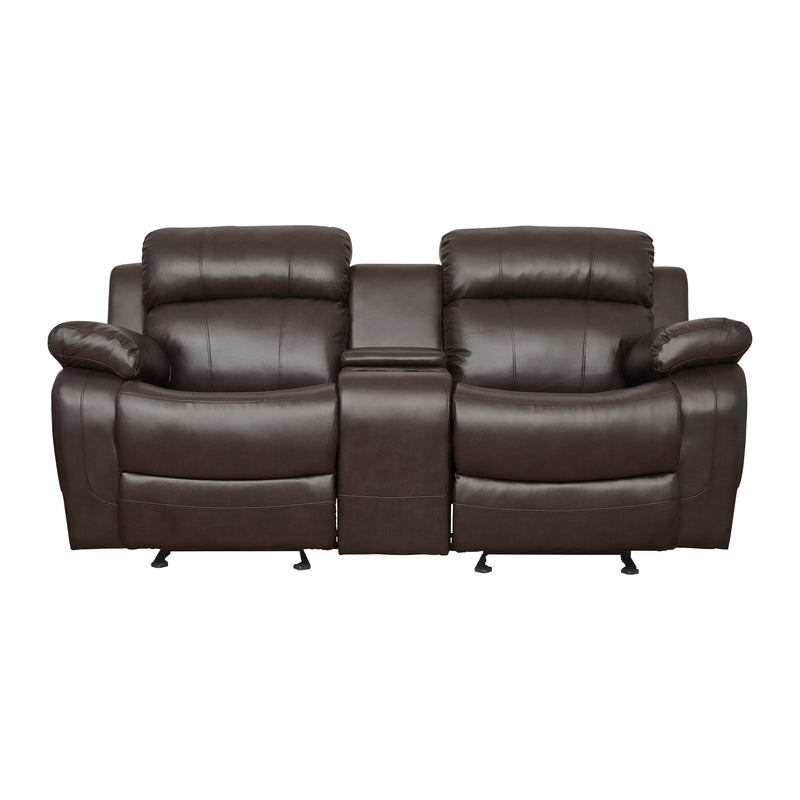 Marille Double Glider Reclining Loveseat with Center Console in Brown - 9724BRW-2