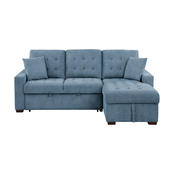Waitsfield 2-Piece Sectional with Right Chaise, Pull-out Bed and Hidden Storage in Blue - 9816BU*2LLRC