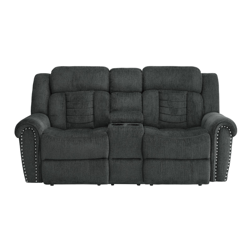 Nutmeg Double Reclining Loveseat with Center Console in Gray - 9901CC-2