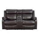 Yerba Double Lay Flat Reclining Loveseat with Center Console in Brown - 9990DB-2